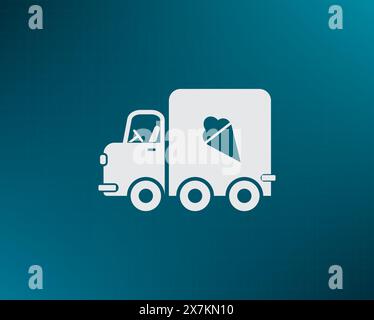 Ice cream delivery machine, vector icon. Stock Vector