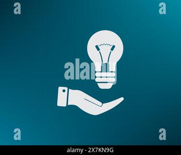 Electric light bulb in the palms, vector icon. Stock Vector