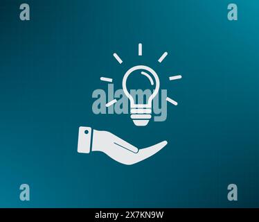 Electric light bulb in the palms, vector icon. Stock Vector