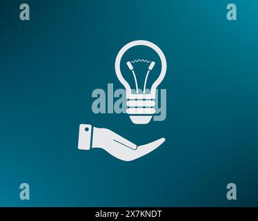 Electric light bulb in the palms, vector icon. Stock Vector