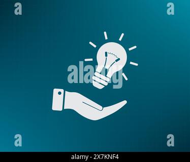 Electric light bulb in the palms, vector icon. Stock Vector