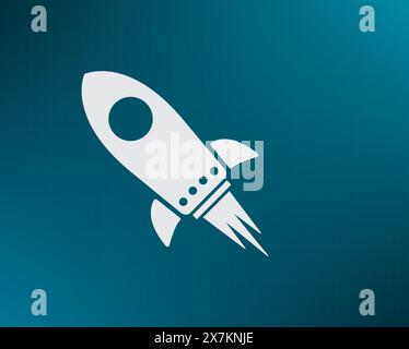 Flying space rocket, vector icon. Stock Vector
