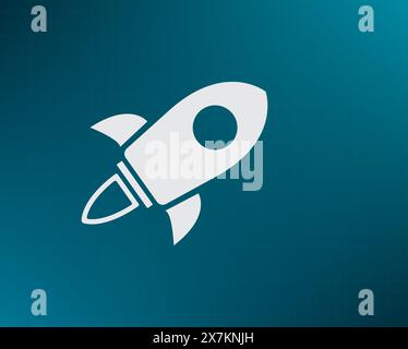 Flying space rocket, vector icon. Stock Vector