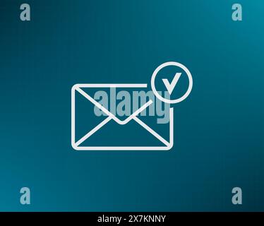New message, a picture of the letter with a tick vector icon. Stock Vector