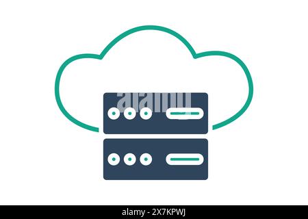cloud server icon. icon related to information technology. solid icon style. technology element vector illustration Stock Vector