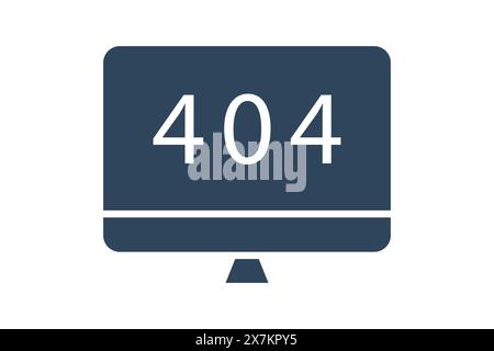 error icon. monitor with 404. icon related to information technology. solid icon style. technology element vector illustration Stock Vector