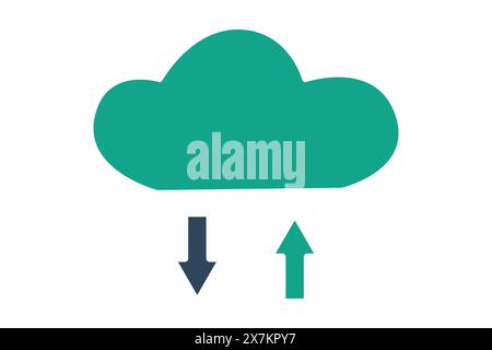 cloud download icon. cloud with arrow. icon related to information technology. solid icon style. technology element vector illustration Stock Vector