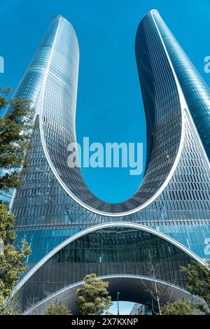 Hangzhou, China, May 16, 2024 : view of modern commercial buildings scenery in Hangzhou, China; Stock Photo
