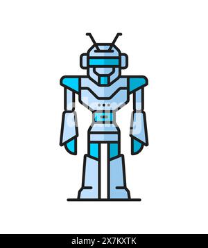 Alien futuristic robot line and outline icon. Chatbot vintage robot ...