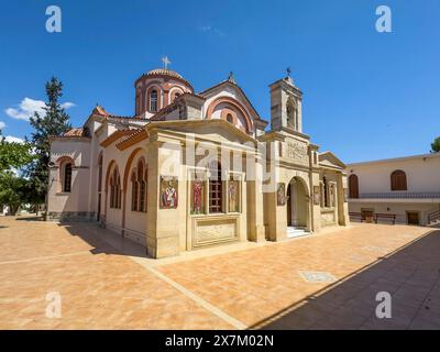 Exterior view of historic orthodox church monastery church Zoodochos Pege in Byzantine style from 14th century in today's nunnery monastery of Stock Photo