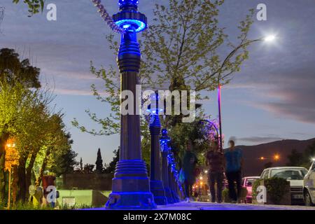 Railing illuminated with Led technology in Shiraz, Shiras, Iran Stock Photo