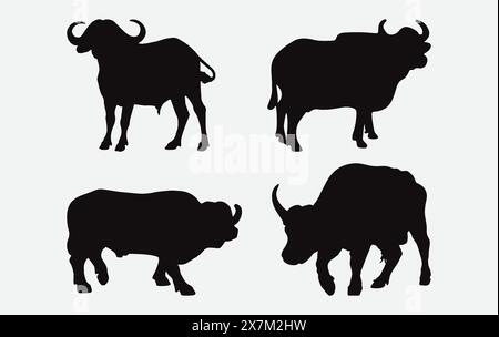 Majestic Buffalo Silhouette Vector: Premium High-Quality Design Stock Vector