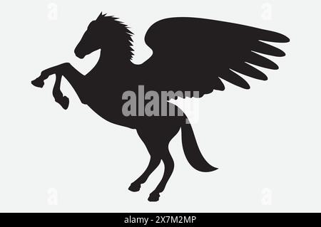 Elegant Pegasus Silhouette Vector Set for Mythical and Fantasy Design Projects Stock Vector