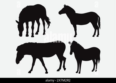 Zebra Silhouettes Vector Set African Wildlife Silhouette Illustrations Stock Vector