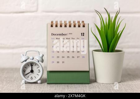 December 2024. Monthly desk calendar for 2024 on your desktop Stock Photo