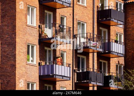 Facade of a old mansion block around Stockholm in Sweden Stock Photo