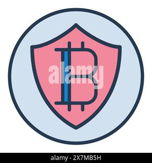 Bitcoin in Shield vector Cryptocurrency Protection concept colored icon or logo element Stock Vector