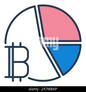 Pie Chart with Bitcoin sign vector Crypto  concept colored icon or logo element Stock Vector