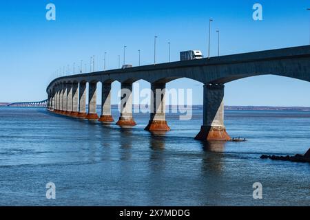 Confederation Bridge from Cape Jourimain, New Brunswick, Canada Stock Photo