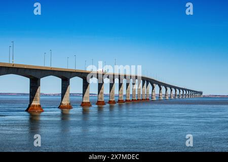 Confederation Bridge from Cape Jourimain, New Brunswick, Canada Stock Photo