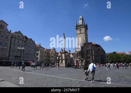 Prague /Czeck republic /14 MAY 2024/ Tourists at Prague old town square ,   (Photo.Francis Joseph Dean/Dean Pictures) (Not for commercial use) Stock Photo