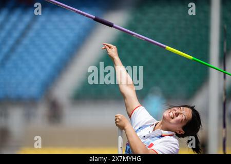 Kobe, Japan. 21st May, 2024. Lin Sitong of China competes during Women's Javelin Throw F56 Final at the Para Athletics World Championships held in Kobe, Japan, May 21, 2024. Credit: Zhang Xiaoyu/Xinhua/Alamy Live News Stock Photo