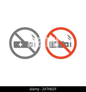 No vaping red vector sign. No electronic cigarette, not allowed icon set. Stock Vector