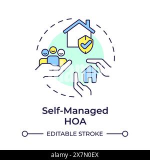 Self-managed HOA multi color concept icon Stock Vector