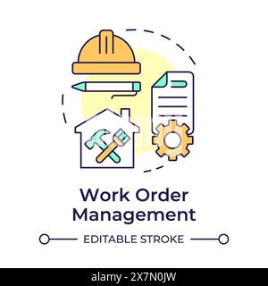 Work order management multi color concept icon Stock Vector