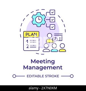 Meeting management multi color concept icon Stock Vector