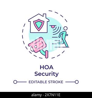 HOA security multi color concept icon Stock Vector
