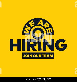We are hiring 3d text logo for hunting employee. Colorful modern typography for hiring template. Job opportunity announcement. Stock Vector