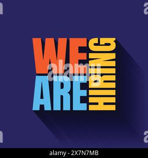 We are hiring 3d text logo for hunting employee. Colorful modern typography for hiring template. Job opportunity announcement. Stock Vector