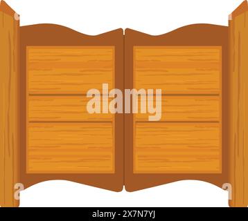 Vector illustration of classic westernstyle wooden saloon swing doors Stock Vector