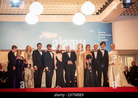 Cannes, France. 17th May, 2024. (L-R) Scott Lastaiti, Luisa Law, Tiffany Boyle, Andrew Wonder, Taylor Jeanne, Paul Schrader, Penelope Mitchell, Alejandra Silva, Richard Gere, Homer James Jigme Gere, Uma Thurman attend the 'Oh, Canada' Red Carpet at the 77th annual Cannes Film Festival at Palais des Festivals. Credit: SOPA Images Limited/Alamy Live News Stock Photo