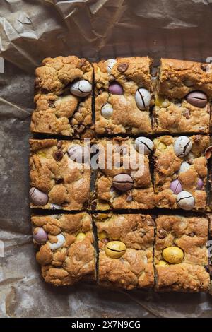 Chocolate Mini Egg Cookie Bars Stock Photo