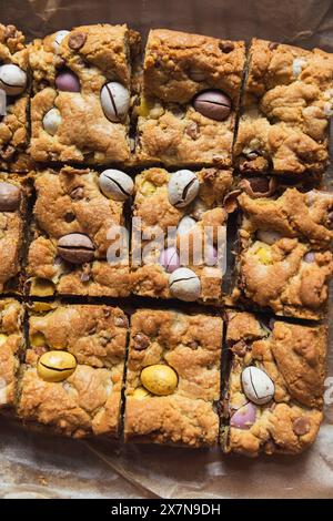 Chocolate Mini Egg Cookie Bars Stock Photo