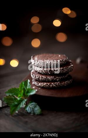 A box of holiday chocolate peppermint cookies Stock Photo