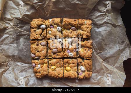 Chocolate Mini Egg Cookie Bars Stock Photo