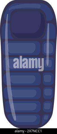 Digital illustration of a classic early 2000s mobile phone in blue color Stock Vector