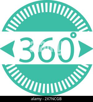 360degree view icon in turquoise Stock Vector