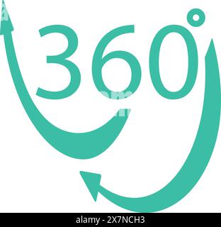 Turquoise 360 degree circular arrow icon isolated on a white background, representing rotation or full circle concepts Stock Vector