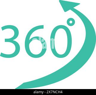 Vector icon of a stylized arrow forming a 360degree loop, representing rotation or panorama views Stock Vector