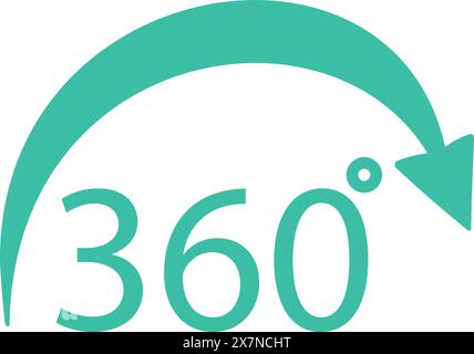 Turquoise 360 degree rotation arrow icon isolated on white background Stock Vector