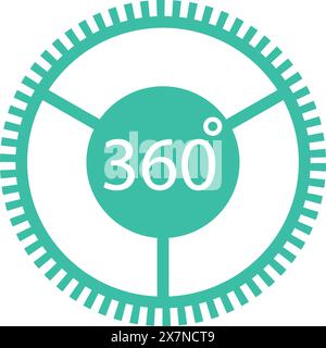 Simple turquoise icon depicting the concept of a 360degree panoramic view Stock Vector