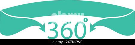 Turquoise 360degree angle icon isolated on a white background Stock Vector