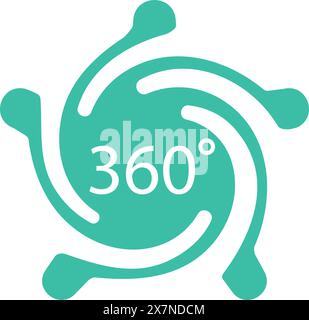 Turquoise logo illustrating the concept of complete 360degree service or coverage Stock Vector
