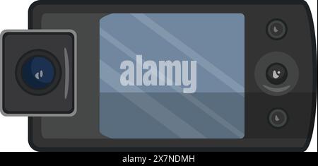 Modern black dashboard camera isolated illustration Stock Vector