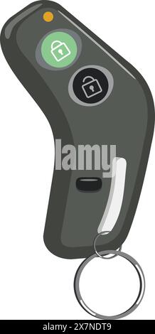 Modern car key fob with buttons and keyring Stock Vector