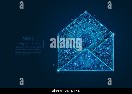 Abstract isolated image of a letter, mail or message interaction, business, connection. Polygonal illustration looks like stars in the blask night sky Stock Vector